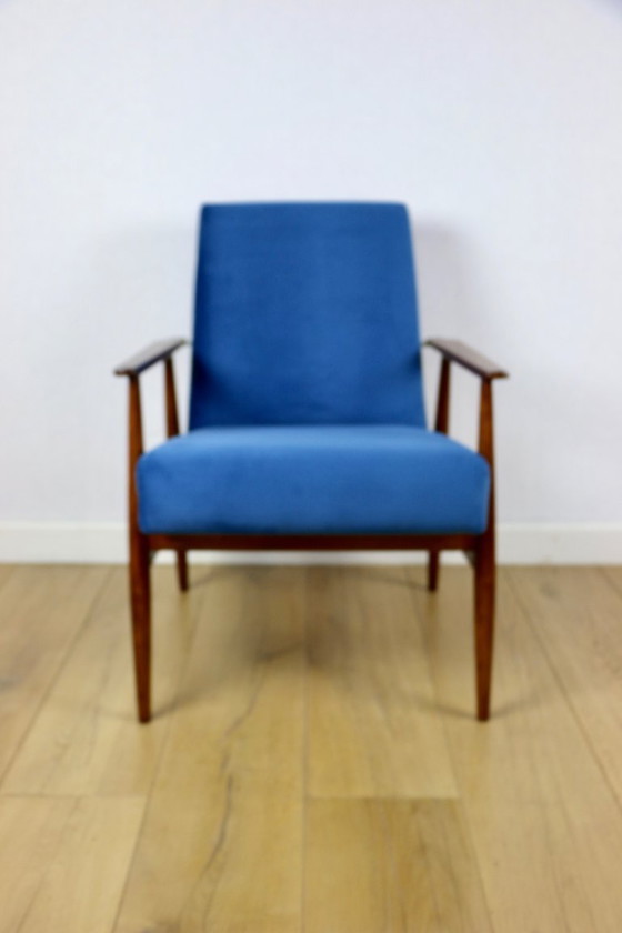 Image 1 of Vintage fauteuil 'Lis', jaren 70, blauw - 2 stuks beschikbaar