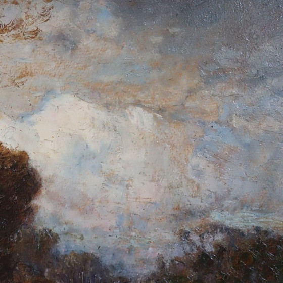 Oil Painting On Board Signed L. Clara, Italian Landscape, Early 20th Century – Paintings & Drawings, Wood (photo 5 of 15)