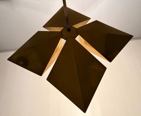 Image 1 of Lampada a sospensione/soffitto in ottone di Vereinigte Werkstätten, Germania, anni '70