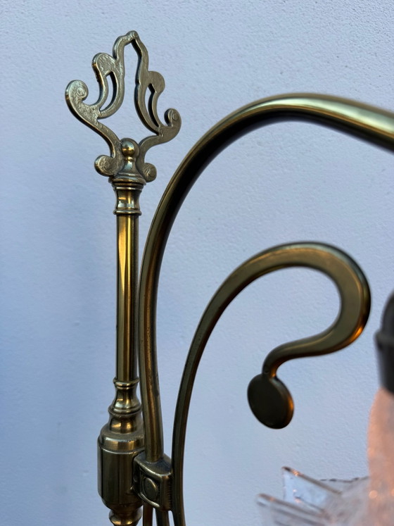 Lampada a collo di cigno in ottone Art Nouveau – Lampade da tavolo, Vetro (photo 15 of 15)