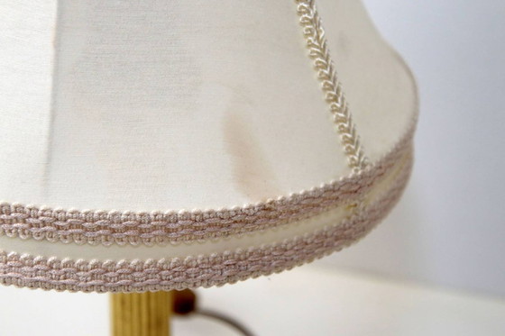 Image 1 of Brass table lamp with fabric border, 41cm, 1970s vintage