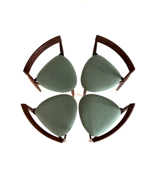 4x Restored ‘Roundette’ Dining chairs, Frem Rølje ‘60 – Wood, Wool (photo 7 of 15)