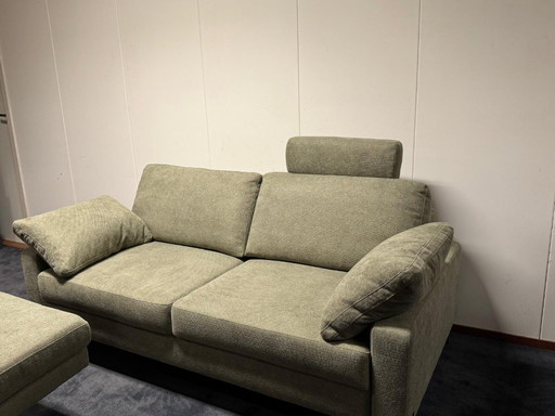 Divano Musterring a 2 posti con pouf (verde)