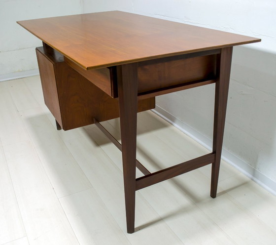 Image 1 of Vittorio Dassi Mid-Century Modern Italienischer Teakholz-Schreibtisch und Stuhl, 1950er Jahre