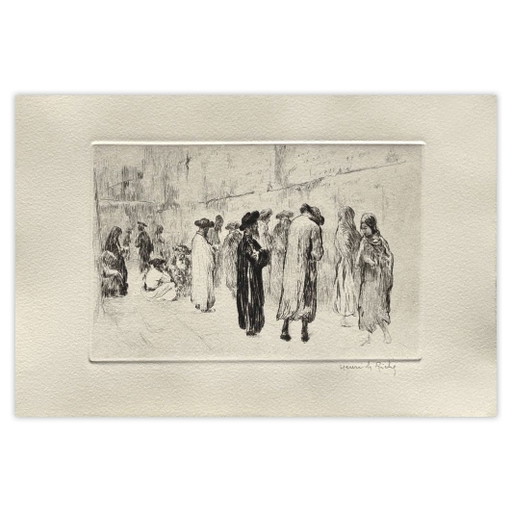 Henri LE RICHE Jeruzalem - Le Mur des Lamentations II Gesigneerde ets 1980