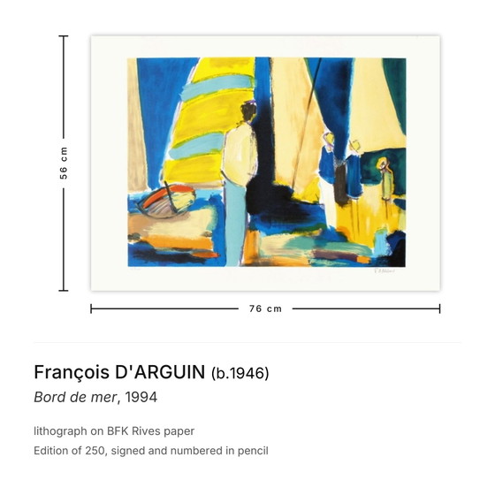Image 1 of François D'ARGUIN Bord de mer Litografia firmata 1994