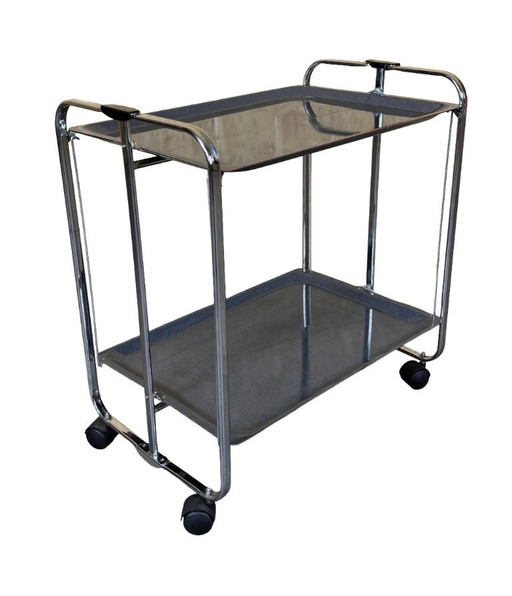 Carrello di servizio Dinett anni '60/'70 Tavolino laterale Space Age Metallo Plastica