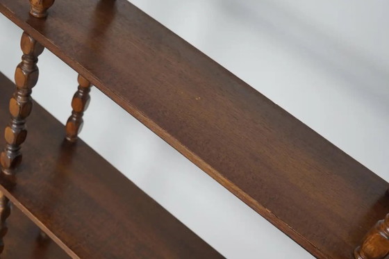 Image 1 of Bibliothèque/étagère murale à bobines en chêne français style années 50