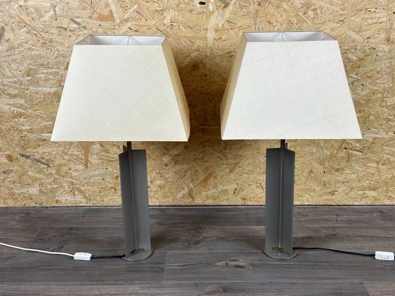 Image 1 of 2x 60er 70er Jahre XL Tischlampe Tischleuchte Aluminium Metall Space Age Design