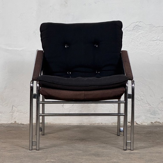Image 1 of Pair of Bauhaus Style Mid-Century Armchairs