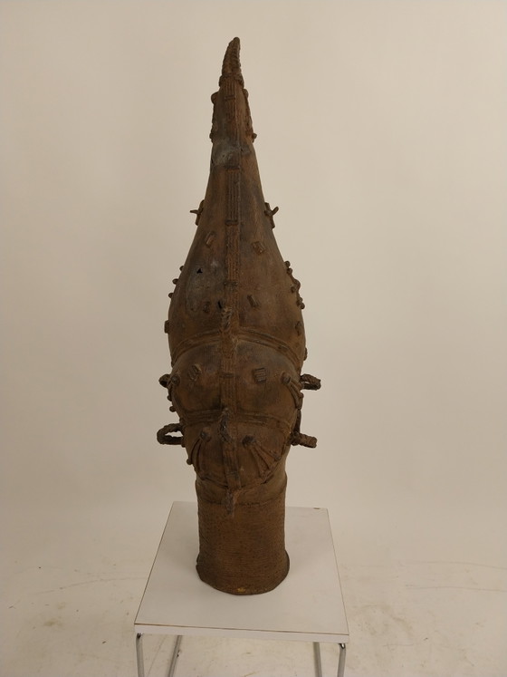 Image 1 of 1 statua africana in bronzo, Benin (Nigeria), alta 82 cm.