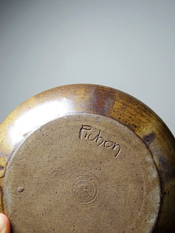 Image 1 of Teiera vintage in stile giapponese degli anni '70-'90, in gres marrone, realizzata a mano e firmata Pichon.
