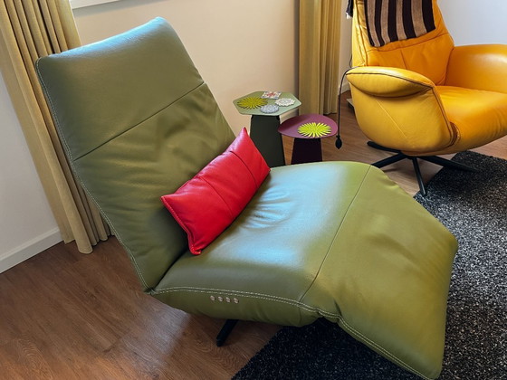 Image 1 of Luxury Thomas Electric Recliner Chair - Apple Green Toledo Leather, Dual Motor, Headrest & Lumbar Support - Like New