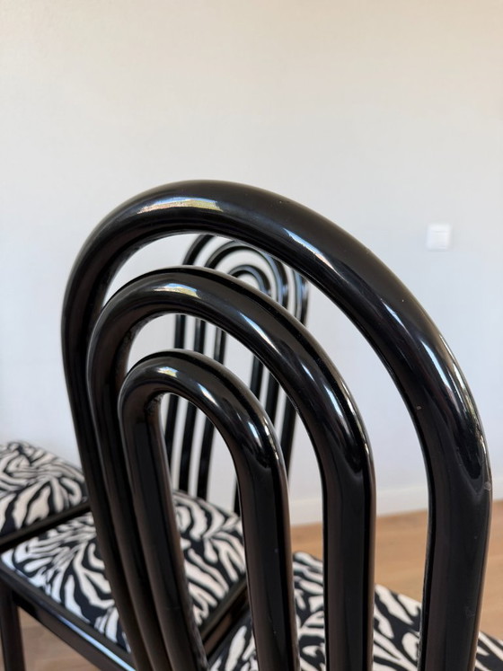 Image 1 of Set of 3 Postmodern Dining Chairs – Memphis Style – Zebra Print