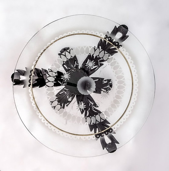 Image 1 of Mesa de centro italiana de latón y madera de mediados de siglo de Pierluigi Colli, década de 1950