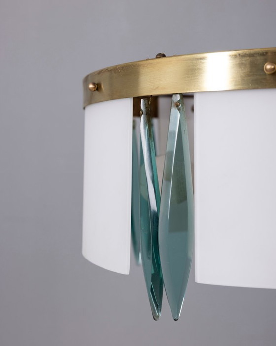 Lampadario vintage anni '50 di design italiano in vetro blu e cristallo. – Glass (photo 11 of 15)
