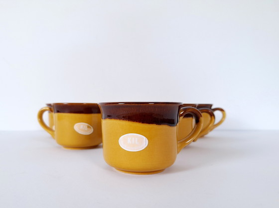 Image 1 of Vintage Set of 6 Ceramic Coffee Cups - KIL Yugoslavia