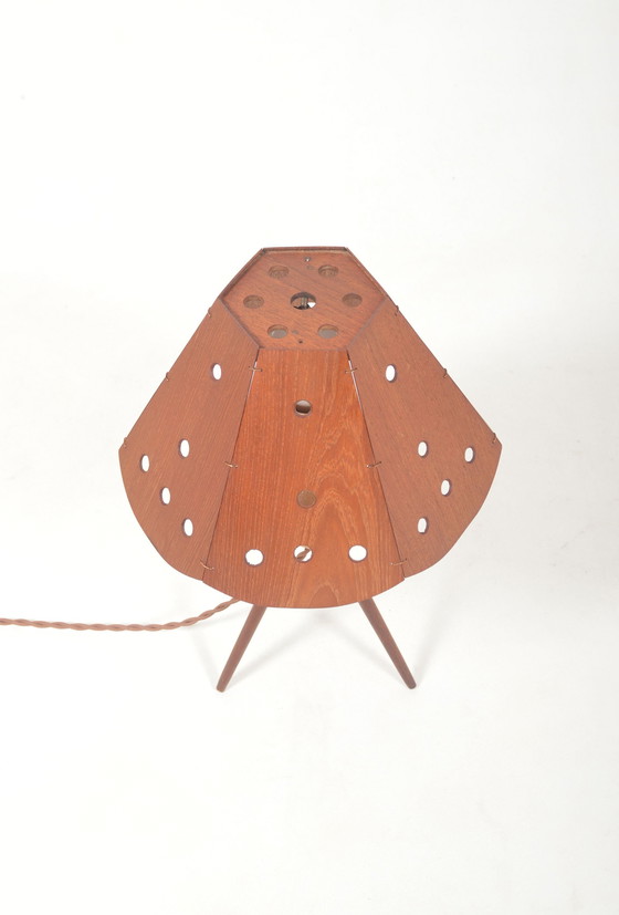 Image 1 of Danish Table Lamp on Tripod in Teak, 1960s