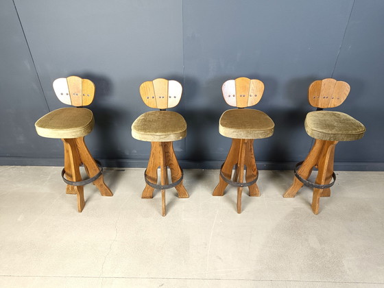 Image 1 of Satz von 4 brutalistischen Barhockern im Vintage-Stil, 1960er Jahre