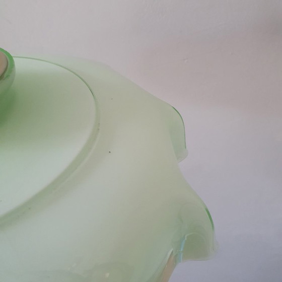 Vintage French Pendant Lamp - Pastel Green Opaline Glass. – Metal (photo 19 of 19)