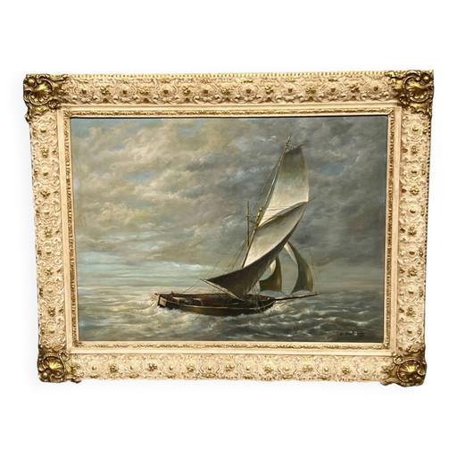 Emilien Victor Barthélemy (). "Marien landschap". – schilderijen tekeningen, Canvas