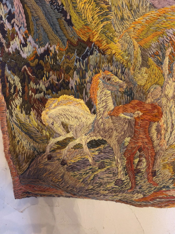 Brutalist Scandinavian Tapestry 70s – Art, Bamboo, Wool (photo 3 of 9)