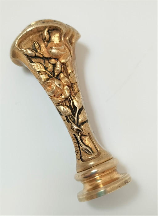 Timbro con sigillo in bronzo Art Nouveau firmato