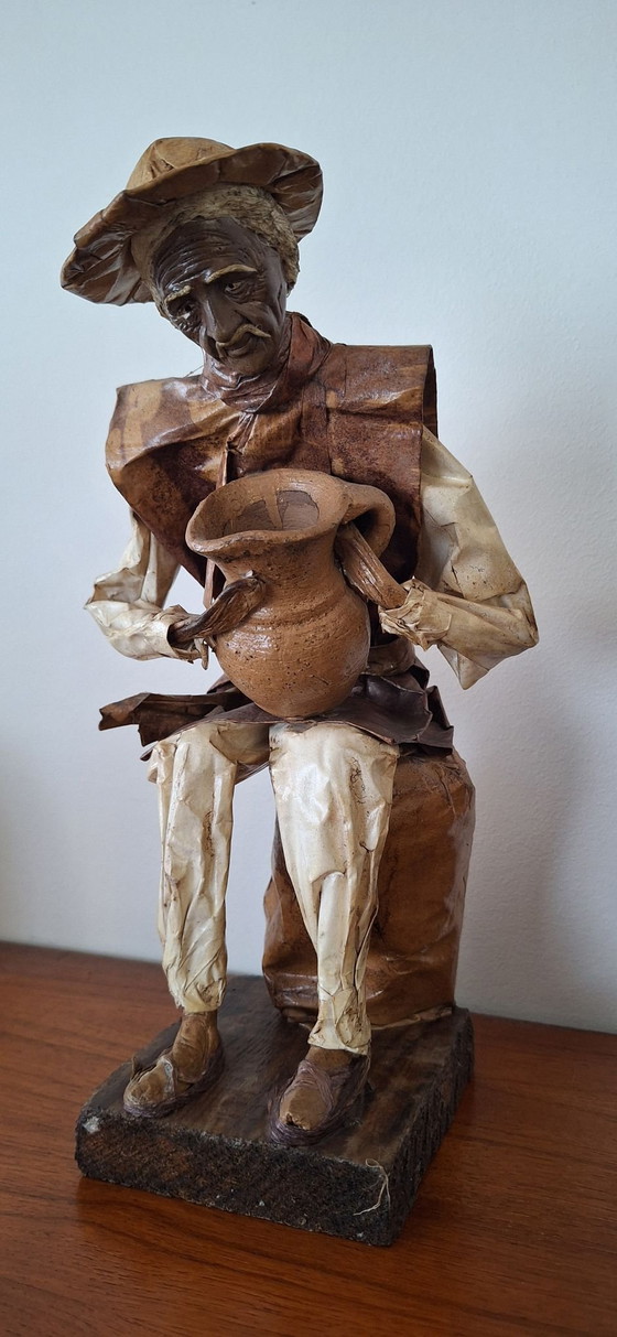 Figura de Papel Maché Hombre con Jarra, Esculturas, Cerámica, Beige (foto 2 de 7)