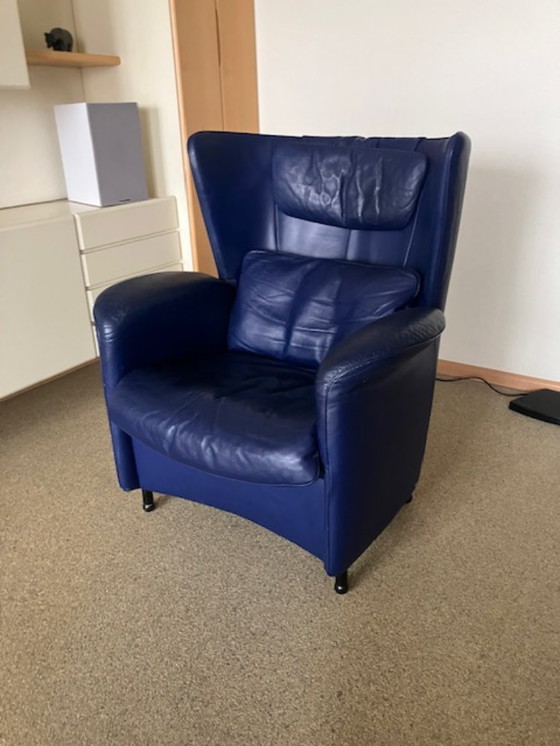 Image 1 of The Sede DS 23 wing chair in blue leather