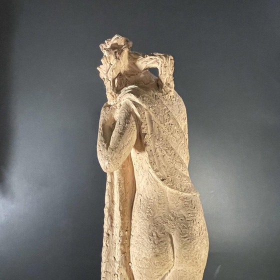 Gedrapeerde Naakte Vrouw Terracotta Beeldhouwkunst door Alphonse Darville, 1959 (photo 7 of 13)