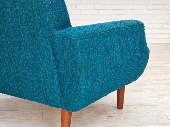 Image 1 of 1970, Deense fauteuil, originele meubelwol, teakhout.