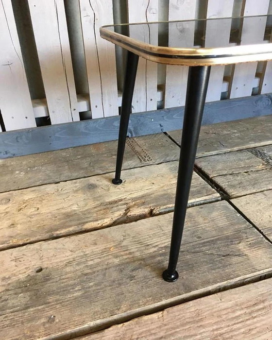Jaren 50 Vintage Atomic Stijl Salontafel – Koffietafelboeken, Hout, Glas (photo 3 of 7)