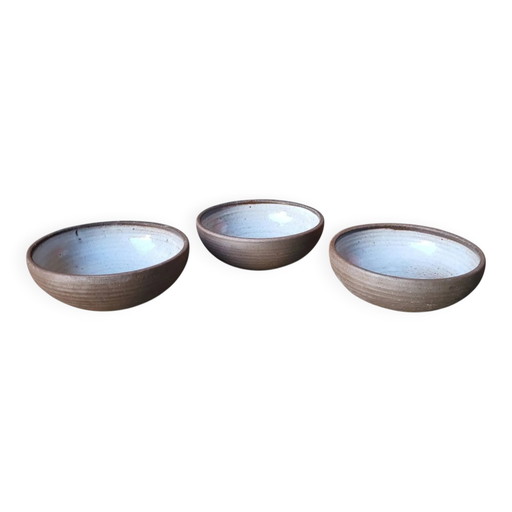 3 stoneware bowls from Ratilly / J&N Pierlot / Puisaye
