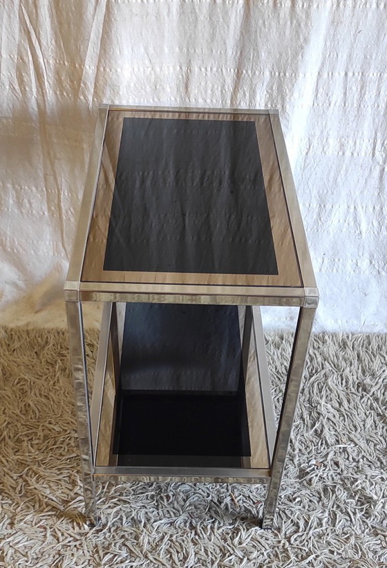 Image 1 of Consolle di design in metallo cromato e vetro - anni '70/'80