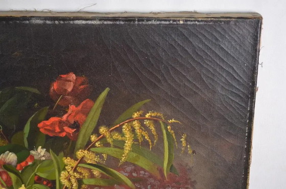 Pauline Petit (Französisch 19.-20. Jahrhundert) "Stillleben mit Blumenstrauß" Öl auf Leinwand Signiert und (photo 4 of 12)