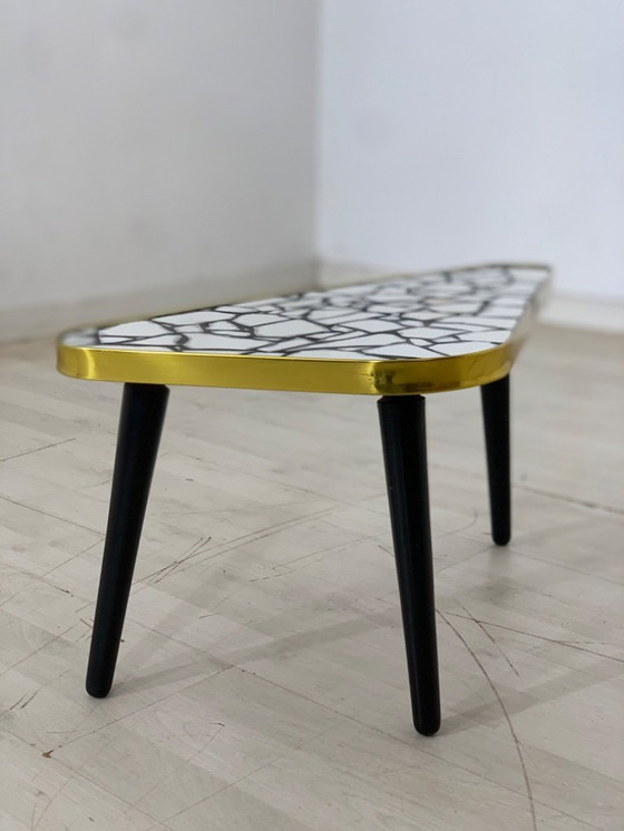 Image 1 of Mid - Century kidney-shaped side table Flower table Shelf VINTAGE