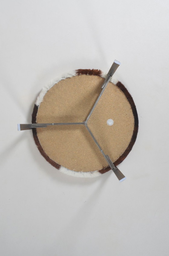 Image 1 of Danish stool with a seat made of high-quality cowhide