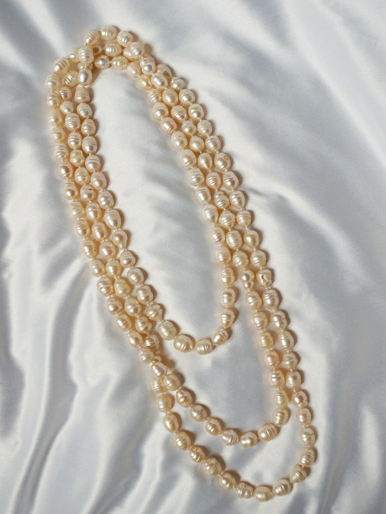 Image 1 of Collana lunga di perle naturali d'acqua dolce barocche rosa irregolari