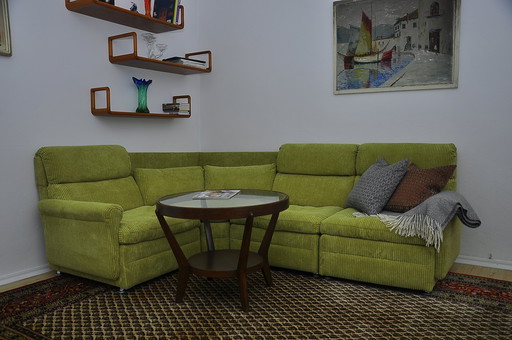 Green Corduroy Modular Corner Sofa, 1970S, Set Of 4