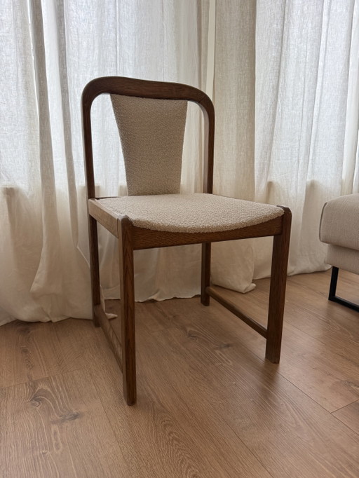 Vintage Jaren 60 Eetkamerstoelen Set Van 4 Hout Bouclé – Textile, Wood