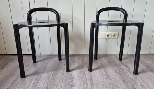 Vintage set of two black POLO Kartell stools
