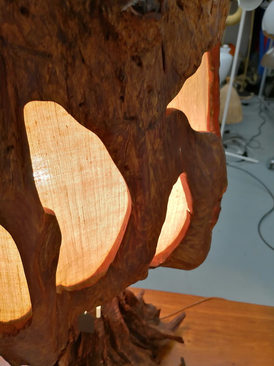 Image 1 of Impressive redwood lamp from the 50s/60s