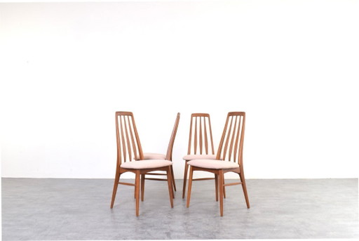 Sillas de comedor Mid-Century de teca y lana Eva de Niels Koefoed para Koefoed Hornslet, años 60. Juego de 4