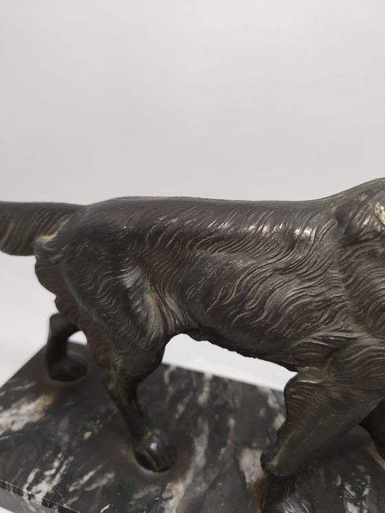 Art Deco style sculpture hunting dog – Marble, Metal (photo 3 of 12)
