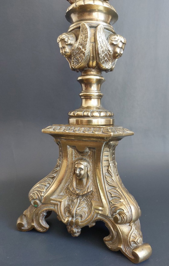 Image 1 of Candelabro da cappella in bronzo del XIX secolo
