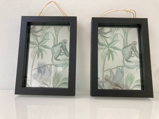 Image 1 of Modernes Diptychon einer Dschungellandschaft auf Glas