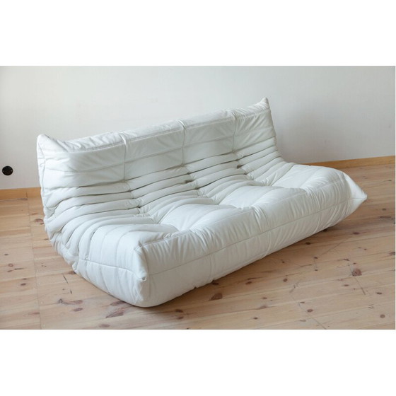 Image 1 of Ensemble vintage en cuir blanc Togo par Michel Ducaroy pour Ligne Roset