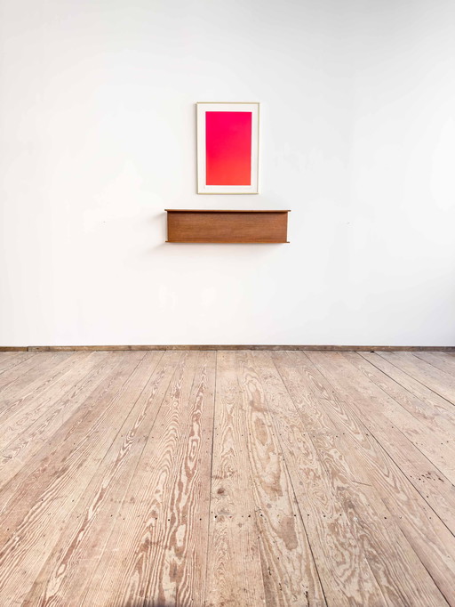 Mid Century wandmeubel 100cm in teak van Walter Wirz voor Wilhelm Renz, 1960