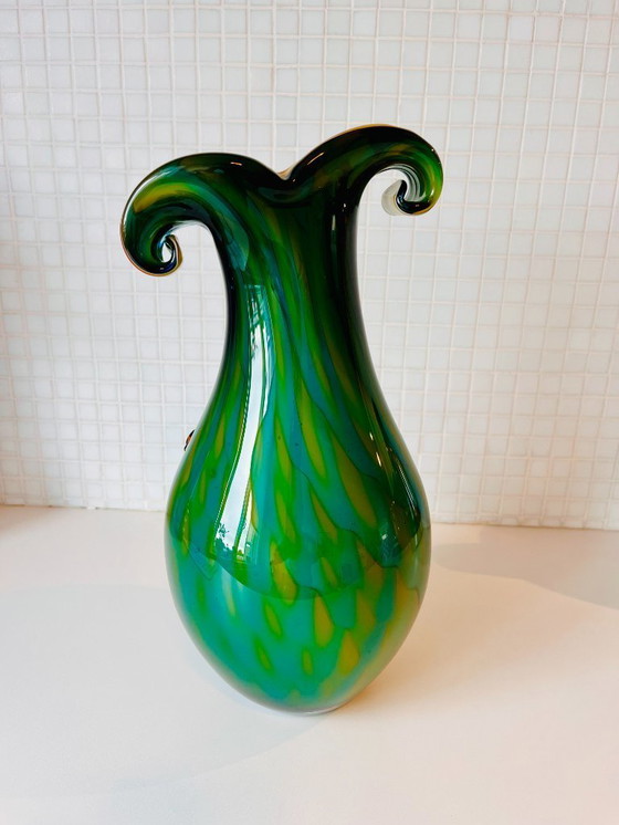 Image 1 of Vaso soffiato a mano con faccia in stile Murano Picasso - Nuovo di zecca