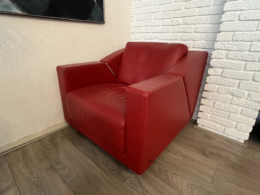 Design Rolf Benz - modello 350 - moderno - pelle - rosso
